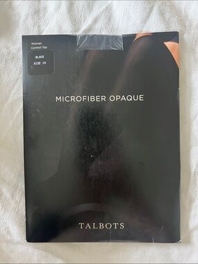 Talbots Microfiber Opaque Control Top Tights – Black – Size 1X – New in Package